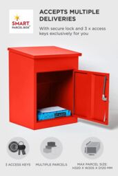 Homescapes Smart Parcel Box® Medium Front Access Secure Delivery Box in Red - thumbnail 5