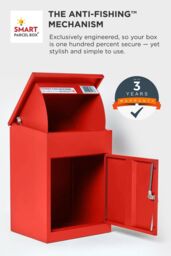 Homescapes Smart Parcel Box® Medium Front Access Secure Delivery Box in Red - thumbnail 3