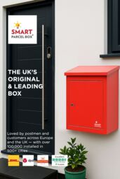 Homescapes Smart Parcel Box® Medium Front Access Secure Delivery Box in Red - thumbnail 2