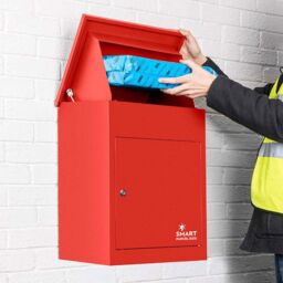 Homescapes Smart Parcel Box® Medium Front Access Secure Delivery Box in Red - thumbnail 1