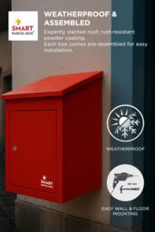 Homescapes Smart Parcel Box® Medium Front Access Secure Delivery Box in Red - thumbnail 4