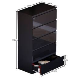Home Discount Vida Designs Glinton 3Pc Bedroom Set(2Dr Bedside, 5Dr Chest, Wardrobe) in Black - thumbnail 3