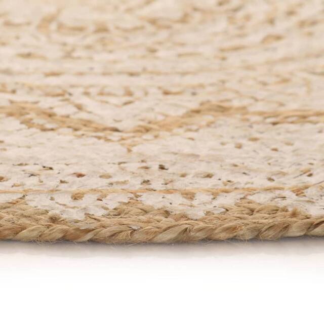 Berkfield Home Beautiful Area Rug Braided Jute Printed 90 cm Round in Beige - Size: 100 cm diameter - image 1