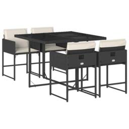Berkfield Home Garden Dining Set - Black - PE rattan - 4-seater - Foldable - thumbnail 2
