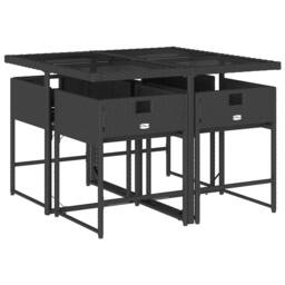 Berkfield Home Garden Dining Set - Black - PE rattan - 4-seater - Foldable - thumbnail 3
