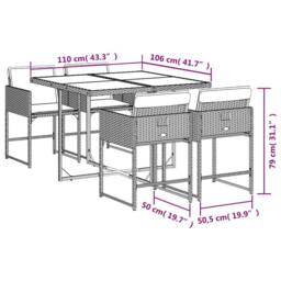Berkfield Home Garden Dining Set - Black - PE rattan - 4-seater - Foldable - thumbnail 6