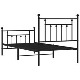 Berkfield Home Metal Bed Frame without Mattress with Footboard Black 80x200cm - Size: 80x200 cm - thumbnail 8