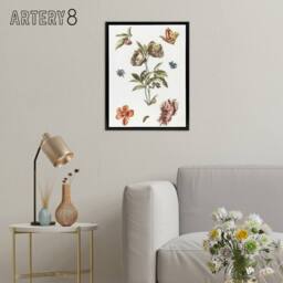 "Artery8 Flowers Snail & a Caterpillar Johan Teyler Black Framed Canvas Art in White - Size: W12"" x H16""" - thumbnail 3