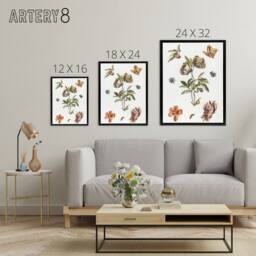 "Artery8 Flowers Snail & a Caterpillar Johan Teyler Black Framed Canvas Art in White - Size: W12"" x H16""" - thumbnail 4