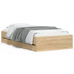 Berkfield Home Bed Frame with Drawers without Mattress Sonoma Oak 90x190 cm Single in Light Tan - thumbnail 1