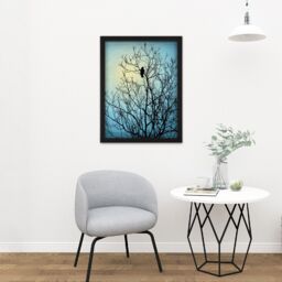 "Artery8 Wall Art Print Raven Tree Silhouette Large Framed Wall Décor Art in Black - Size: W18"" x H24""" - thumbnail 2