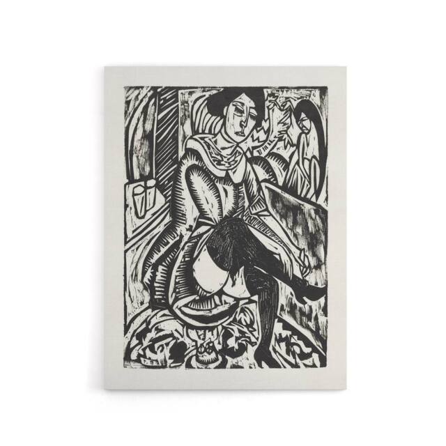 "Artery8 Woman Tying Her Shoe Ernst Ludwig Kirchner Canvas Wall Art in White - Size: W18"" x H24""" - image 1