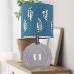 First Choice Lighting Set of 2 Buck - Clear Glass Table Lamps with Teal Fern Shade - thumbnail 4