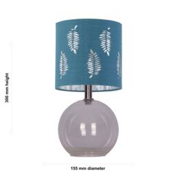 First Choice Lighting Set of 2 Buck - Clear Glass Table Lamps with Teal Fern Shade - thumbnail 3