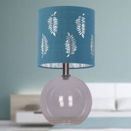First Choice Lighting Set of 2 Buck - Clear Glass Table Lamps with Teal Fern Shade - thumbnail 5