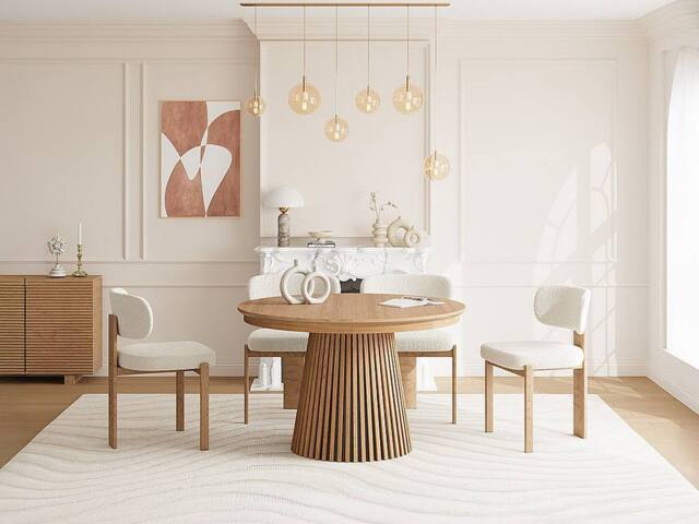 Vente-unique 4 - 8 Seater Extendable Dinning Table - Oak Veneer - Light Natural in Light Oak - image 1