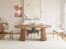 Vente-unique 4 - 8 Seater Extendable Dinning Table - Oak Veneer - Light Natural in Light Oak - thumbnail 5