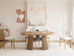 Vente-unique 4 - 8 Seater Extendable Dinning Table - Oak Veneer - Light Natural in Light Oak - thumbnail 4