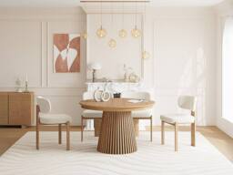 Vente-unique 4 - 8 Seater Extendable Dinning Table - Oak Veneer - Light Natural in Light Oak