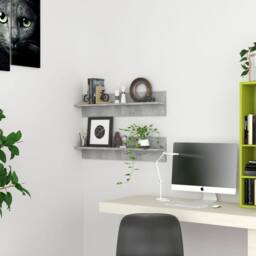 Berkfield Home Wall Shelf 2 pcs Concrete Grey 80x11.5x18 cm Engineered Wood - thumbnail 2