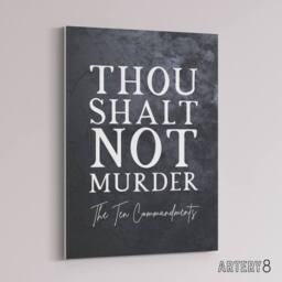 "Artery8 Ten Commandments Shalt Not Kill Bible Quote Canvas Wall Art Print in Grey - Size: W18"" x H24""" - thumbnail 2