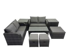 Fimous Garden Outdoor Furniture Set with 2 Side Tables 3 Stools in Dark Grey - thumbnail 2