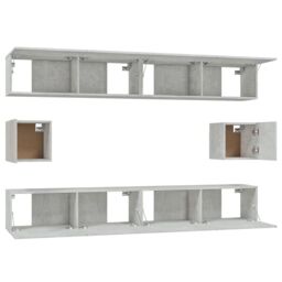 Berkfield Home 6 Piece TV Cabinet Set Concrete Grey Engineered Wood - thumbnail 5