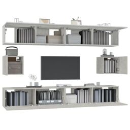 Berkfield Home 6 Piece TV Cabinet Set Concrete Grey Engineered Wood - thumbnail 4