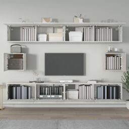 Berkfield Home 6 Piece TV Cabinet Set Concrete Grey Engineered Wood - thumbnail 3