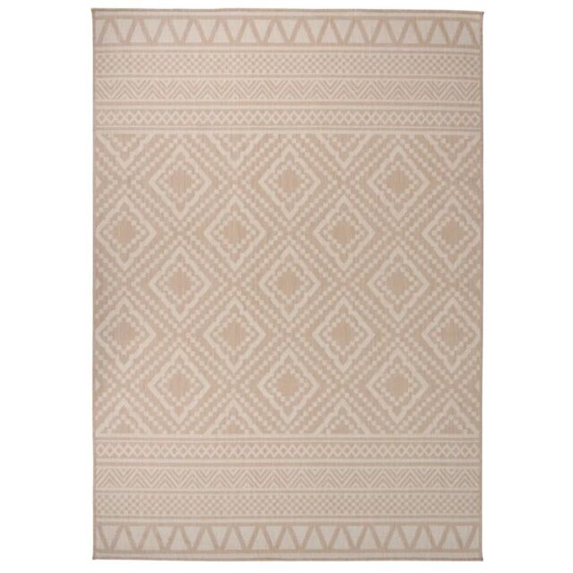 Berkfield Home Outdoor Flatweave Rug 120x170 cm Brown Stripes - Size: Medium