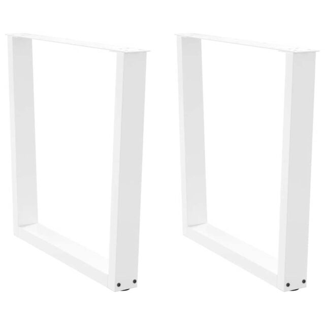 Berkfield Home Dining Table Legs V-Shape 2 pcs White 90x(72-73.3) cm Steel - image 1