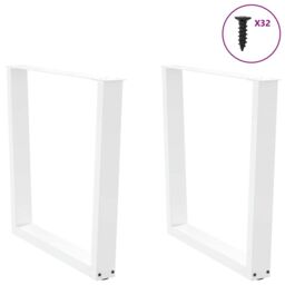 Berkfield Home Dining Table Legs V-Shape 2 pcs White 90x(72-73.3) cm Steel - thumbnail 3