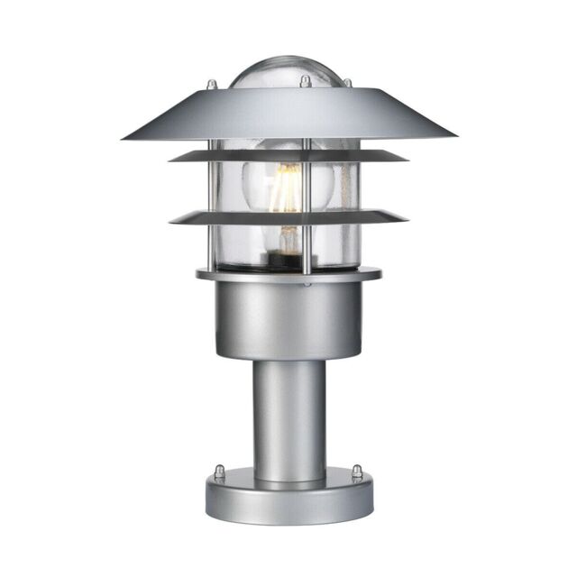 Loops Outdoor IP44 1 Bulb Wall Ground Pedestal Light 304 SS / Silver LED E27 60W in Metallics