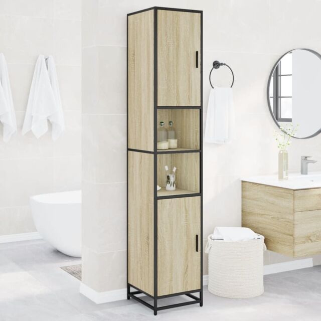 Berkfield Home Bathroom Cabinet Sonoma Oak 35x37.5x188.5 cm Engineered Wood & Metal in Brown - image 1
