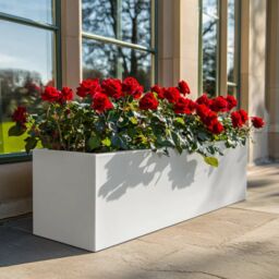 Woven Wood 100cm Zinc Galvanised Matte White Trough Planter - thumbnail 5
