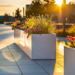 Woven Wood 100cm Zinc Galvanised Matte White Trough Planter - thumbnail 4