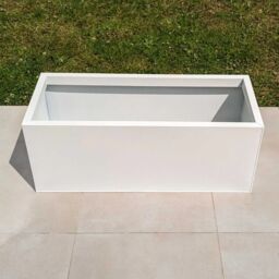 Woven Wood 100cm Zinc Galvanised Matte White Trough Planter - thumbnail 8