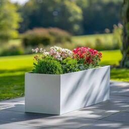 Woven Wood 100cm Zinc Galvanised Matte White Trough Planter - thumbnail 6