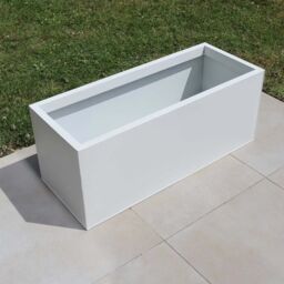 Woven Wood 100cm Zinc Galvanised Matte White Trough Planter - thumbnail 7