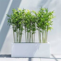 Woven Wood 100cm Zinc Galvanised Matte White Trough Planter - thumbnail 3