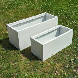 Woven Wood 100cm Zinc Galvanised Matte White Trough Planter - thumbnail 9