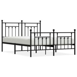 Berkfield Home Metal Bed Frame with Headboard & Footboard Black 140x200 cm - thumbnail 2