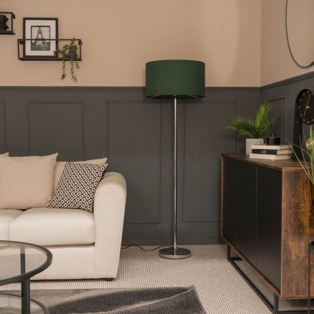 ValueLights Charlie Chrome Floor Lamp with Large Green Shade in Silver - image 1