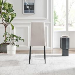 FurnitureboxUK Set 2 Paloma Modern Fabric Dining Chairs On Black Legs in Cream - thumbnail 7