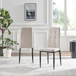 FurnitureboxUK Set 2 Paloma Modern Fabric Dining Chairs On Black Legs in Cream - thumbnail 3