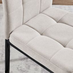 FurnitureboxUK Set 2 Paloma Modern Fabric Dining Chairs On Black Legs in Cream - thumbnail 6