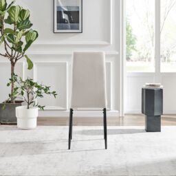 FurnitureboxUK Set 2 Paloma Modern Fabric Dining Chairs On Black Legs in Cream - thumbnail 5