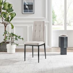 FurnitureboxUK Set 2 Paloma Modern Fabric Dining Chairs On Black Legs in Cream - thumbnail 4