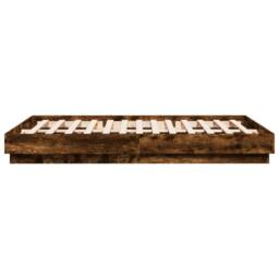 Berkfield Home Durable Bed Frame with LED without Mattress Smoked Oak 150x200 cm in Brown - Size: King - thumbnail 7