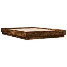Berkfield Home Durable Bed Frame with LED without Mattress Smoked Oak 150x200 cm in Brown - Size: King - thumbnail 8